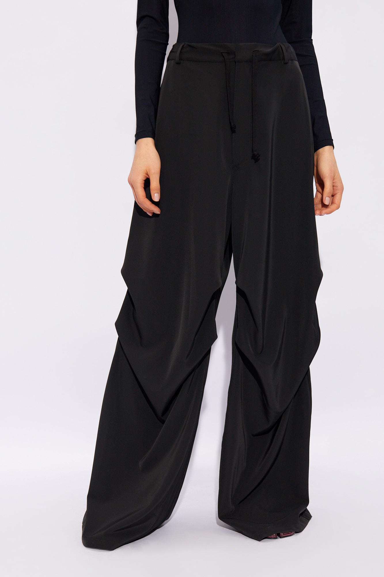 【関税＆送料込み】Mm6 Maison Margiela Wax Trousers Maison Margiela MM6 Eco-leather Pants with Elastic Waistband